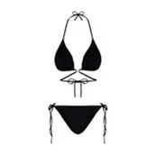 Beria Kadın Çapraz Bağlama Detaylı Üçgen İpli Siyah Bikini Takımı