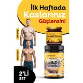 Besin Destekleyici Kilo aldırıcı kakao muz Protein Tozu - Vitamini iştah-açıcı Kilo-aldırıcı Arı Sütü Pekmez Bal Organik aldıran vitaminler macun 2 li set - 223 gr