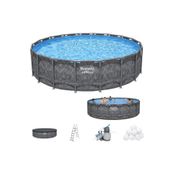Bestway 561KC Prefabrik Aile Havuzu 549X132CM Yuvarlak Apx Premium Seri Örtü+Merdiven+Kum Filtre Set