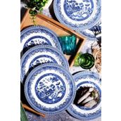 Bev Kitchen Churchill Desen Porselen 6'lı Pasta Tabağı 20 Cm MAVİ 20 x 20