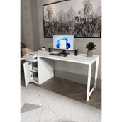 Beyaz 160X60 cm Çalışma Masası, Bilgisayar Masası, Ofis Masası Çekmeceli, Dolaplı, Raflı