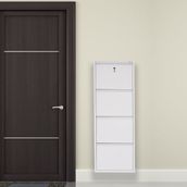 Beyaz Kilitli Metal Ayakkabilik Mac4 - 4 Kapakli - 50X15x136 H