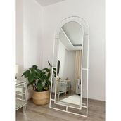 Beyaz Metal Çerçeveli 180 x 70 cm Pencere Model Oval Ayaklı Boy Aynası