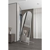 Beyaz Metal Çerçeveli Oval Ayaklı Boy Aynası 180X70 cm