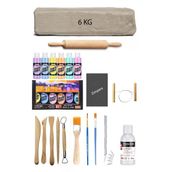 Beyaz Seramik Hamuru 6 Kg Kil Ebesuar Set Mastermix Pastel Akrilik Set Parlak Vernik Merdane Kretuar