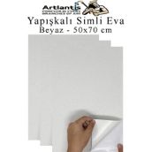 Beyaz Yapışkanlı Simli Eva 50X70 Cm 3 Adet Simli Yapışkanlı Eva Süngeri Okul Kreş Anasınıfı Elişi Etkinlikleri Hobi
