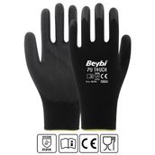 Beybi EN388 3121X 7 Beden 12'li Paket Poliüretan Kaplı Pu Touch Siyah Montaj Eldiven