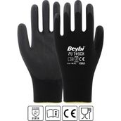 Beybi İş Eldiveni - Pu Touch - 12 Çift - 10 - Siyah