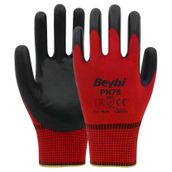Beybi PN75 Kırmızı No 9 1 Çift Kırmızı Polyester Örme Nitril Eldiven