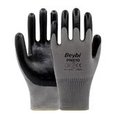 Beybi PN810 10 Beden 12 Çift Gri Polyester Örme Nitril İş Eldiveni