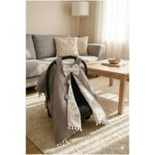BeygeBaby TEKLİ %100 Pamuk Çift Katlı Gri Waffle Pike ve Bulutlu Müslin Desenli Çift Yönlü Puset Örtüsü