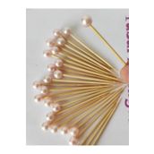 BEYHAN BAYHAN 50 Adet Pembe İncili Kürdan - Kız Bebek İncili Mevlid Kürdanı 6 cm - İnci 8 mm - Baby Shower Kürdan