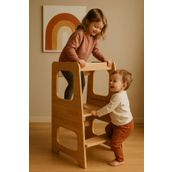Beyla Baby Montessori Öğrenme Kulesi – Ahşap Çocuk Yardımcı Kule / Mutfak ve Aktivite Platformu