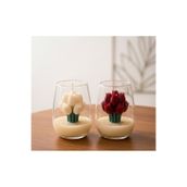 Beyra Decor Kırmızı Beyaz Lale Mum İkili Set - Cam Bardakta Dekoratif Çiçek Mum Tasarım Doğum Günü Söz Nişan Hediyelik beyradecor2026072