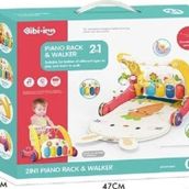 Bıb6016- Vardem Piyanolu Bebek Yürüteci Ve Tavşan Desenli Kırmızı Oyun Halısı 2 İn 1