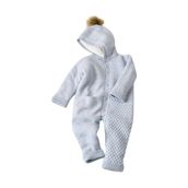 Bibaby 60600 Mavi Cepli Welsoftlu Triko Bebek Tulumu