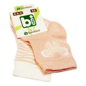 Bibaby Beyaz Kelebek Pembe 2'li Bambu Bebek Çorabı
