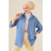 Bigdart 103901 Koyu Pembe Oversize Basic Tesettür Kadın Gömlek