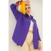 Bigdart 103901 Oversize Basic Mor Kadın Tesettür Gömlek