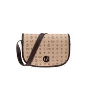Bilik Deri RH 06-MN Monogram Açık Vizon/Kahve Kadın Çapraz Çanta