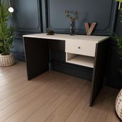 Bimossa Berlin Antrasit/Beyaz Raflı Kitaplıklı Çalışma Masası