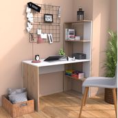Bimossa T8020 Atlas Kitaplıklı Ceviz-Beyaz Çalışma Masası