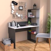 Bimossa T9030 Barlas Kitaplıklı Antrasit-Beyaz Çalışma Masası