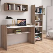 Bimossa U7020 Hürrem Kitaplık ve Raflı Ceviz/Beyaz Çalışma Masası