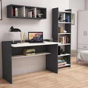 Bimossa U7030 Hürrem Kitaplık ve Raflı Antrasit/Beyaz Çalışma Masası