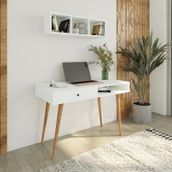 Bimossa V5110 Janus Raflı Çekmeceli Beyaz Çalışma Masası