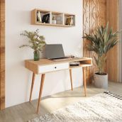 Bimossa V5120 Janus Çekmeceli Sepet Beyaz Raflı Çalışma Masası