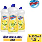 Bingo Sıvı Elde Bulaşık Deterjanı Limon 1500ML x 3 Adet - 1,5 lt