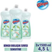 Bingo Sıvı Elde Bulaşık Deterjanı Sensitive 1500ML x 3 Adet - 1,5 lt