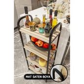 Bino Mutfak Banyo Dolabı Rafı Çok Amaçlı Organizer Raflar Ahşap Raflı Metal Ayakkabılık 4 Katlı