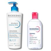 Bioderma Atoderm Cream Ultra 500 ml ve Sensibio H2O 500 ml Yüz ve Makyaj Temizleme Suyu