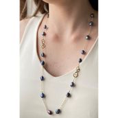 Birinci1926 14 Ayar Yeşil Altın Kadın Sonsuzluk Taşlı Siyah Barok Kolye