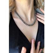 Birinci1926 925 Gümüş 8 mm Kadın Siyah Kültür İncisi Kolye