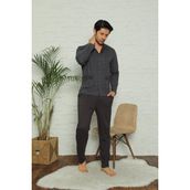 Birşen Tekstil Erkek Uzun Kollu Penye Pijama Takımı - Füme