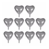 Bisepetim 10x45 cm Kalp Şekilli Gümüş Folyo Balon