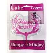 Bisepetim Happy Birthday Yazılı Pembe Dallı Pasta Kek Çubuğu