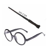 Bisepetim Harry Potter Asası 30 cm ve Siyah Çerçeveli Harry Potter Gözlüğü Seti