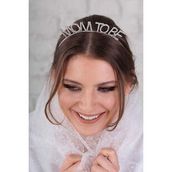 Bisepetim Kristal Taşlı Gümüş Mom to Be Tacı Anne Tacı
