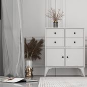BK Concept Çıtasız ŞFN-1075-Ç Ayaklı İki Kapaklı Dört Çekmeceli Beyaz Şifonyer