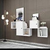 BK Concept DRS-1001-Ç Beyaz 170 cm 2 Kapaklı Raflı Duvara Monte Ayaksız Dresuar