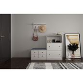 BK Concept VST-1104-Ç Çıtasız 130 cm Puflu Raflı Askılıklı Çekmeceli Beyaz Vestiyer