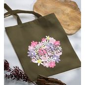 BK Gift 03 Anneler Günü Tasarımlı Haki Kumaş Bez Çanta