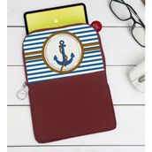 BK Gift Çapa Tasarımlı Taşınabilir Koruyucu Tablet Kılıfı & Organizer Çanta - Bordo-1