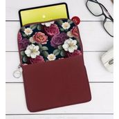 BK Gift Çiçekler Tasarımlı Taşınabilir Koruyucu Tablet Kılıfı & Organizer Çanta - Bordo-2