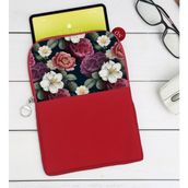 BK Gift Çiçekler Tasarımlı Taşınabilir Koruyucu Tablet Kılıfı & Organizer Çanta - Kırmızı-2