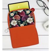 BK Gift Çiçekler Tasarımlı Taşınabilir Koruyucu Tablet Kılıfı & Organizer Çanta - Turuncu-2